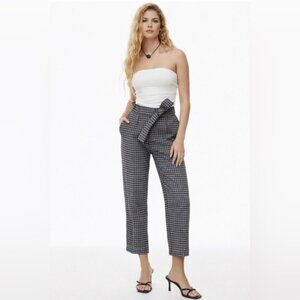 NEW Aritzia Wilfred WOOL Front Tie Jallade High Rise check Trouser pants grey 4